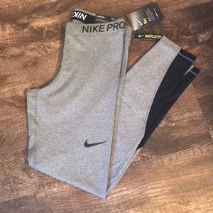 Nike Pro Leggings Grey Black NWT-Large